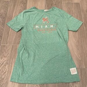 The Original Retro Brand Boys Green Miami Hurricanes T-Shirt Size Youth Large